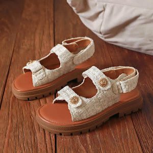 Sandales blanches effet tweed "Bianca"
